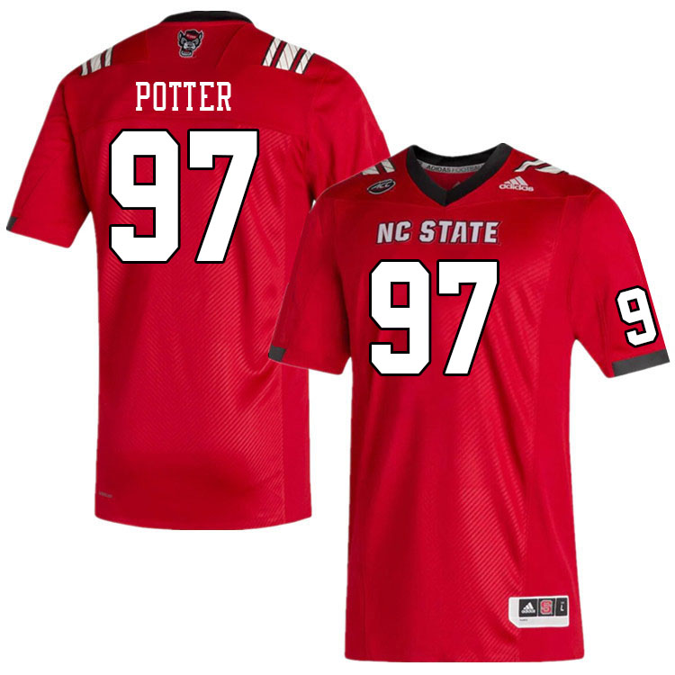 Men #97 Noah Potter North Carolina State Wolfpacks College Football Jerseys Stitched-Red